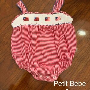 Petit Bebe Red Striped American Flag Bubble
